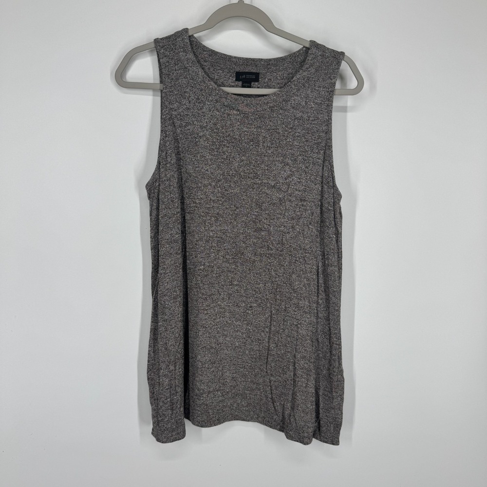 J. Jill Wearever Tank Top Heathered Brown Sleeveless Crew Neck Side Slits Large